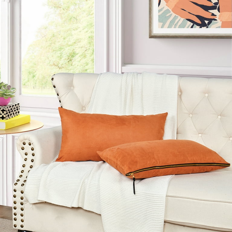 Home Soft Things Suede Throw Pillow Cover with Big Zipper 2 Pieces