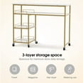 thumbnail image 5 of BarberPub Makeup Vanity Desk with Wheels, Rolling Nail Desk with Storage Shelf, 5 of 9