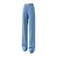 thumbnail image 5 of Stretch Jeans for Women, Comdrip Solid Color Close Fitting Women's Straight Leg Jeans High Waist Loose Jeans Wide Leg Loose Denim Pants Jeans Women Light Blue 3XL, 5 of 5