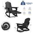 thumbnail image 3 of FOOWIN HDPE Plastic Rocking Adirondack Chair Set of 2, Folding Rocking Chairs for Patio Porch Rocker Chair, Black, 3 of 9