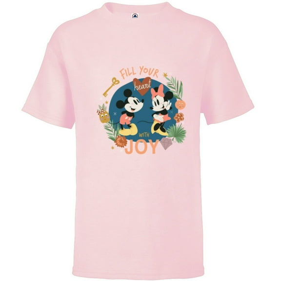 Disney Mickey & Minnie Fill Your Heart with Joy - Short Sleeve T-Shirt for Kids - Customized-Soft Pink