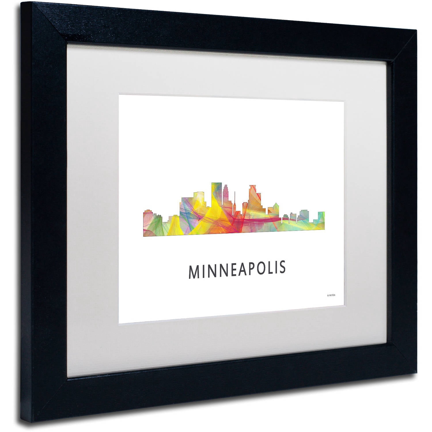 Trademark Fine Art 'Minneapolis Minnesota WB-1' Canvas Art by Marlene Watson, White Matte, Black Frame