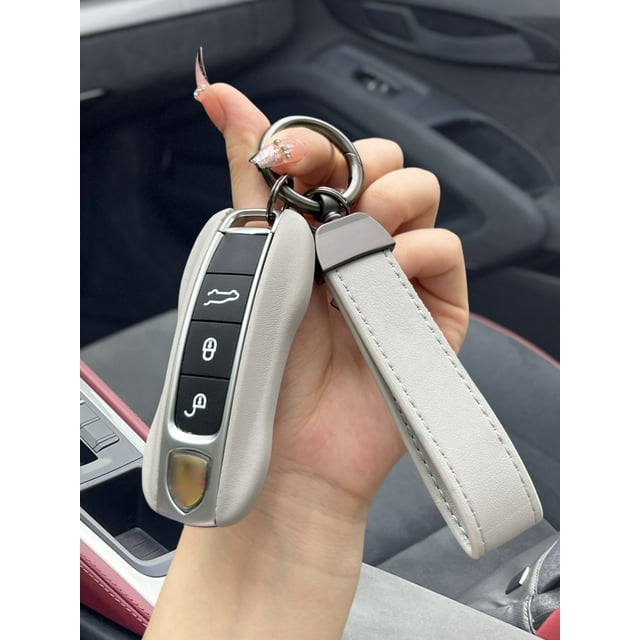 Housse de Protection pour Clé de Voiture en Cuir Véritable Compatible avec Cayenne Macan 718 Panasonic 911 Femmes