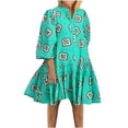 thumbnail image 2 of Robes pour Femmes 2023 Été Robes Femme Mode Tempérament Imprimé Manches Longues V-Cou Robe Confortable, 2 of 7