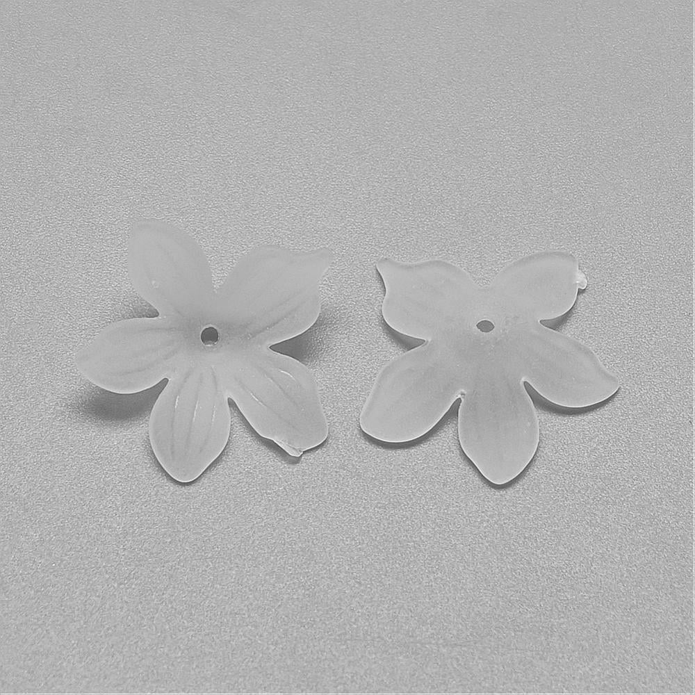 5-Petal Transparent Acrylic Bead Caps Frosted Clear 20x21.5x4.5mm Hole: 1.5mm about 1600pcs/500g
