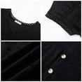 thumbnail image 4 of UVN Summer Shirts for Women Short Sleeve Blouses Ladies Crewneck Lace Crochet Tops Dressy Chiffon Blouses, 4 of 7