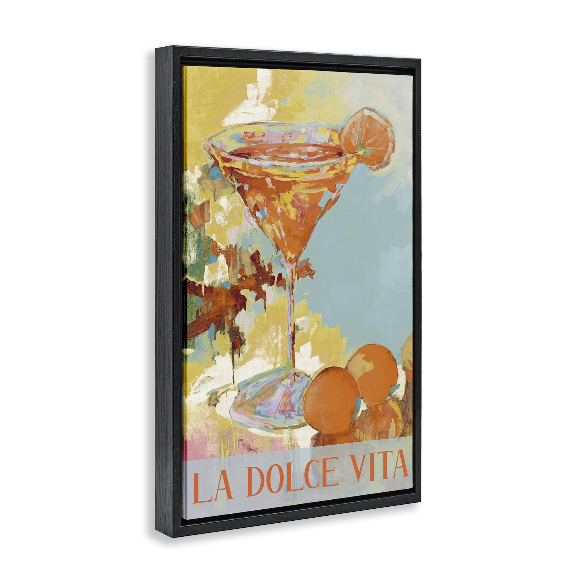 Stupell Industries La Dolce Vita Citrus Cocktail Black Framed Floater Canvas Wall Art, design by Jane Slivka