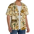 thumbnail image 4 of Naloa Wild West Cowboy Men's Loose Fit Cuban Collar Short-Sleeve Shirt with Button-down and Chest Pocket for Everyday Wear Outings - Small, 4 of 7
