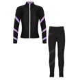 thumbnail image 4 of Yeahdor Kids Girls 2 Piece Figure Skating Training Suit Long Sleeve Zipper Jacket And Rhinestone Leggings Set Light Purple 8, 4 of 7
