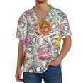 thumbnail image 3 of Fotbe Skull and Flowers print Short Sleeve Button Down Shirts for Men Casual Summer Beach Wrinkle Free Shirt-4X-Large, 3 of 7