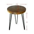 thumbnail image 2 of LINJH Natural Teak Wood Round End Side Table with Hairpin Legs 21" H Home Decor, 2 of 20