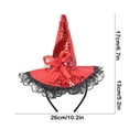 thumbnail image 3 of Mauxuk Witch Hat Headband for Halloween Costume, Elegant Lace & Sequins Hair Accessory, Bow Headband with Plume for Women (Purple, Red, Black, Orange, Gold), 3 of 6