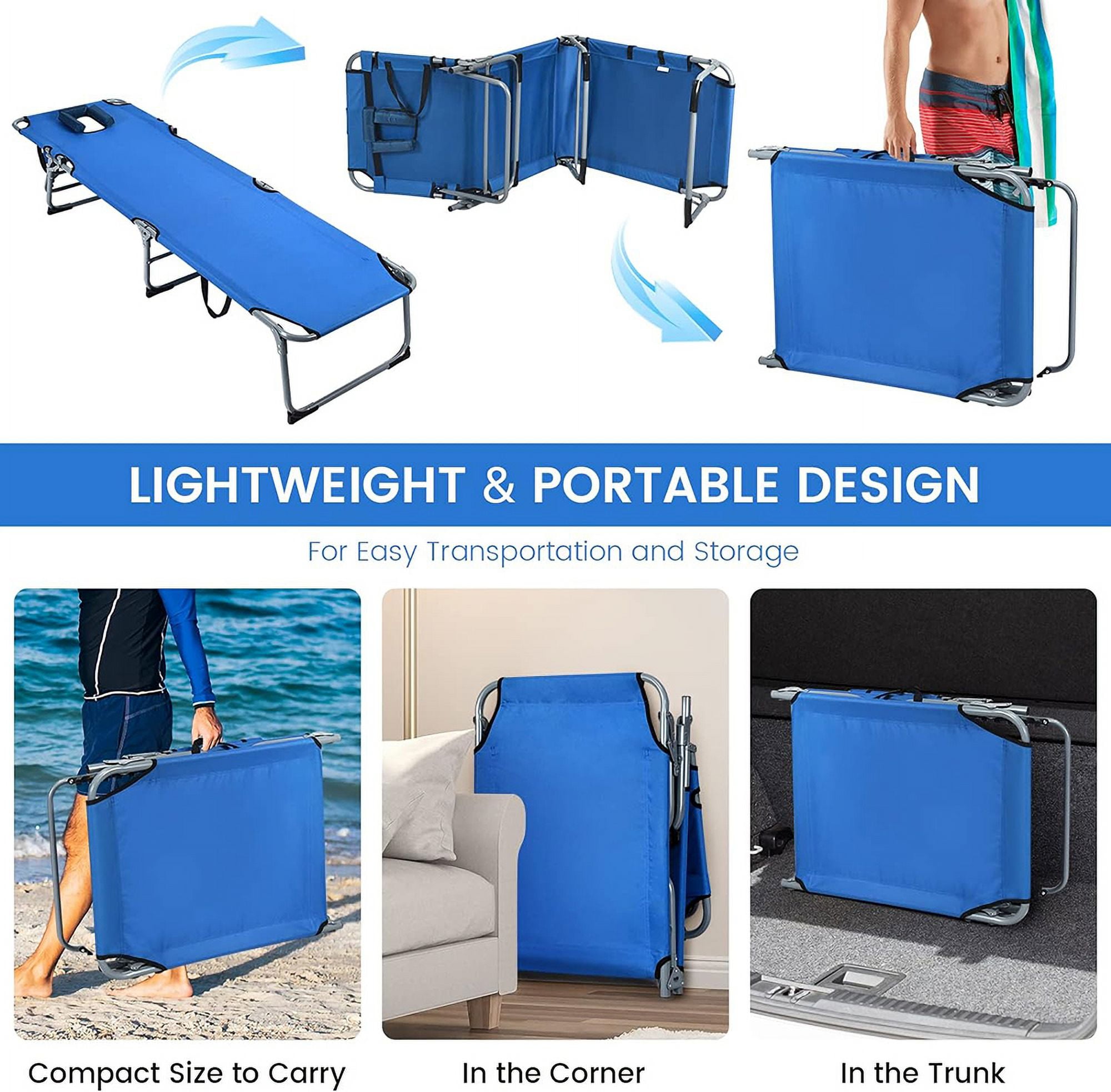 Aimee Lii Folding Chaise Lounge Chair with Face Hole for Beach, Patio Loungers, Blue