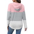 thumbnail image 3 of Cilsoka Womens Button Up Sweatshirts Hooded Striped Print Long Sleeve Drawstring Hoodies Casual Pullover, 3 of 5