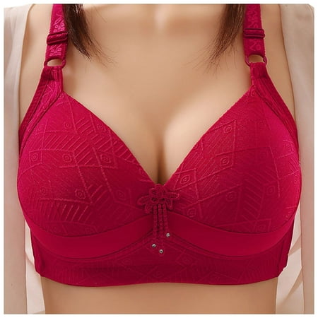 BYHONG Comfortable Seamless Full Coverage Bra for Women Wireless Bras with Soft Support Regular and Plus Size Red 40