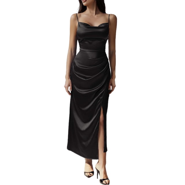 2025 Vestido liso de primavera-verano para mujer: diseño sexy con tirantes, informal y para salir por la noche. Tallas S-XL.