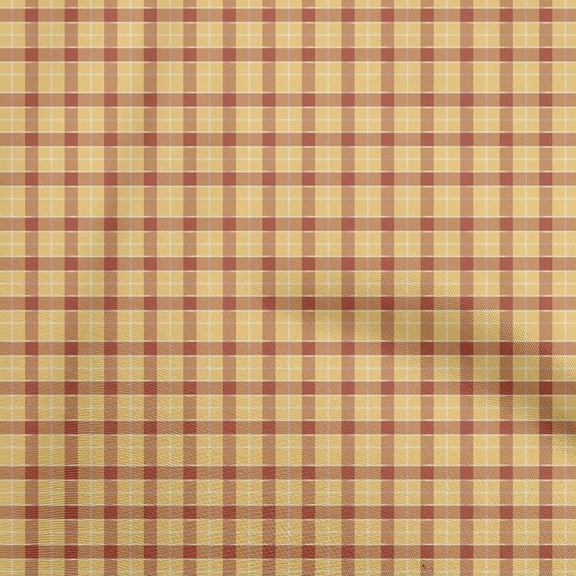 oneOone Georgette Viscose Yellow Fabric Check Dress Material Fabric Print Fabric By The Yard 42 Inch Wide