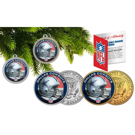 DALLAS COWBOYS Colorized JFK Half Dollar 2 Coin Set NFL Christmas Tree Ornaments DALLAS COWBOYS Colorized JFK Half Dollar 2 Coin Set NFL Christmas Tree Ornaments