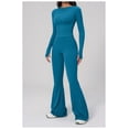 thumbnail image 2 of PISONIC Workout Sets for Women, 2 Pcs Seamless Women's Yoga Sets, Stretch Yoga Long Sleeves T-Shirt and High Waisted Yoga Flare Leggings, 2 of 8