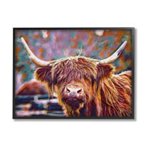 Stupell Industries Highland Cattle Modern Portrait Animals & Insects Photography Black Framed Art Print Wall Art, 20 x 16