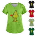 thumbnail image 2 of Uniforme médico navideño MIARHB para mujer, talla grande, estampado navideño, cuello en V, manga corta, 2 bolsillos, XL, 2 of 4