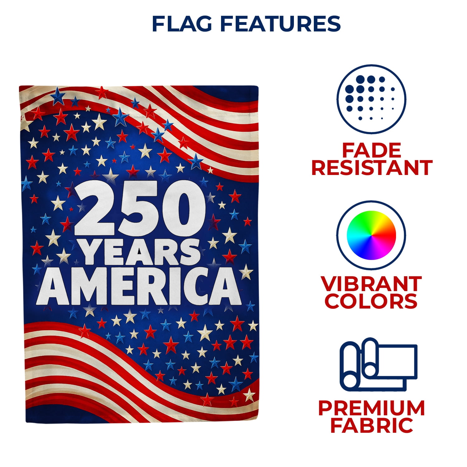 America Forever 250 Years America House Flag, 28 x 40 inch Double Sided, Stars and Stripes Patriotic, USA Semiquincentennial, 4th of July Independence Celebration Flag