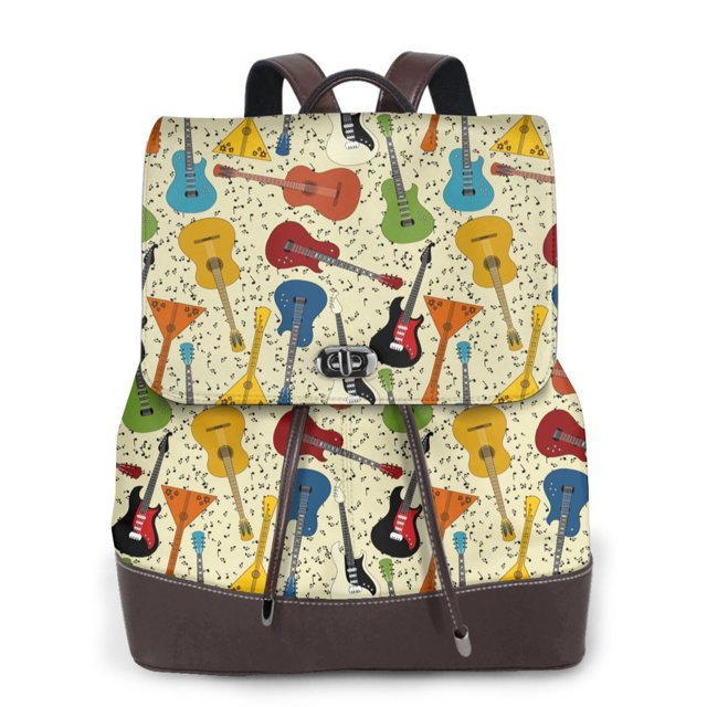 Fotbe Different Kind Of Guitars Mochila Bolso con Estampado para Mujer, Mochila Antirrobo de Nylon Impermeable, Bolsa Ligera de Hombro
