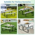 thumbnail image 6 of ORALNER Picnic Table, Resin Dining Table & 2 Benches Set, Weather Resistant Wood Grain Plastic Tabletop & Steel Frame, Picnic Tables for Outdoors, Porch Yard Patio Lawn Party Camping (Grey), 6 of 9