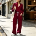 thumbnail image 2 of 2 Piece Sets for Women Trendy Lounge Sets for Women Travel Vacation Fall Outfits for Women Button Snap Mock Sweatshirt and Wide Leg Pant Sweat Suit S, 2 of 5