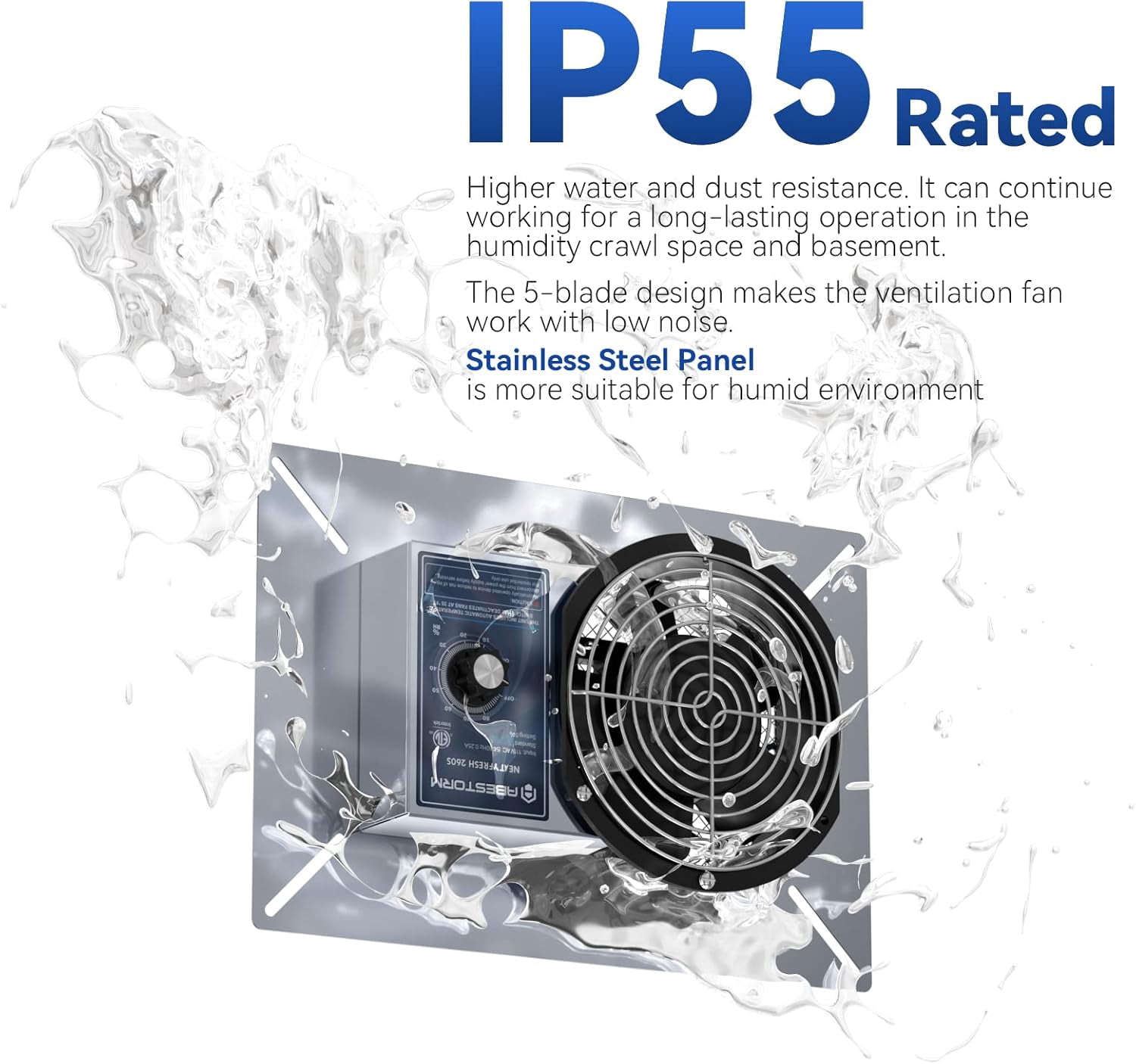 Abestorm 260CFM Crawl Space Ventilation Fan 6.7 Inch Ventilator with Isolation Mesh