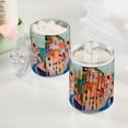 thumbnail image 2 of Yayeee 2 Pack Qtip Holder Bathroom Cotton Swab Canister with Lid Clear Dispenser Set, Abstract Painting, 2 of 6
