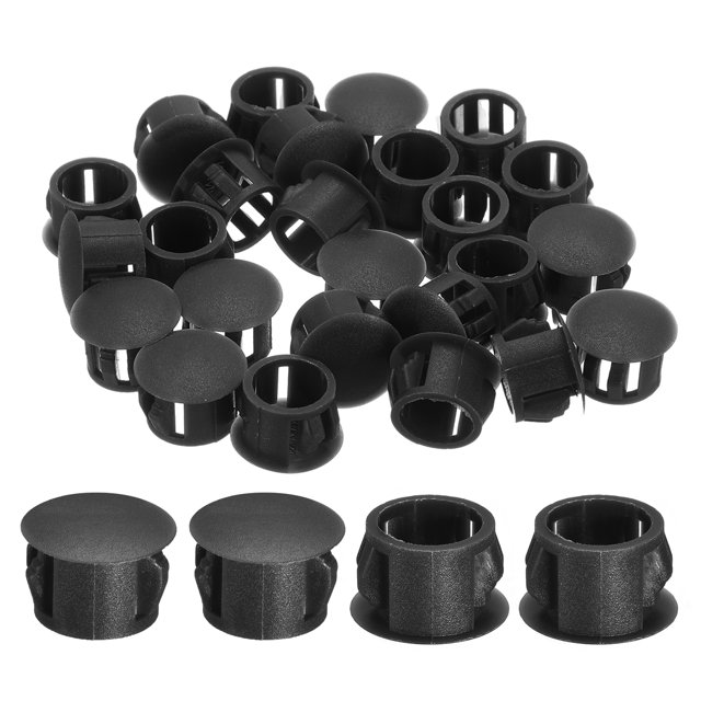 Uxcell Lot de 38 Bouchons de Trou en Nylon 12mm(15/32) Pouces), Type Flush Panneau Rond à Encliqueter, Noir