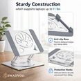 thumbnail image 2 of Swayvoo Laptop Stand for Desk, Adjustable Height Ergonomic Computer Riser, 360° Rotating Aluminum Notebook Holder, Fits 10-16" MacBook Dell HP Lenovo, Silver, 2 of 7