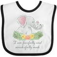 thumbnail image 3 of Inktastic I Am Fearfully and Wonderfully Made Cute Elephants Boys or Girls Baby Bib, 3 of 4
