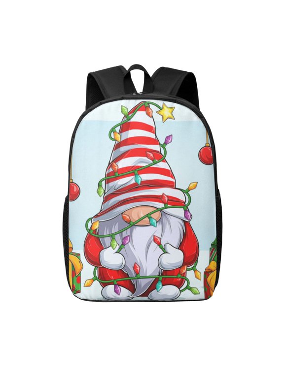 Funny Christmas Gnome print Travel Backpack, Large Computer Backpack for Men Women, College School Rucksack Book Bag