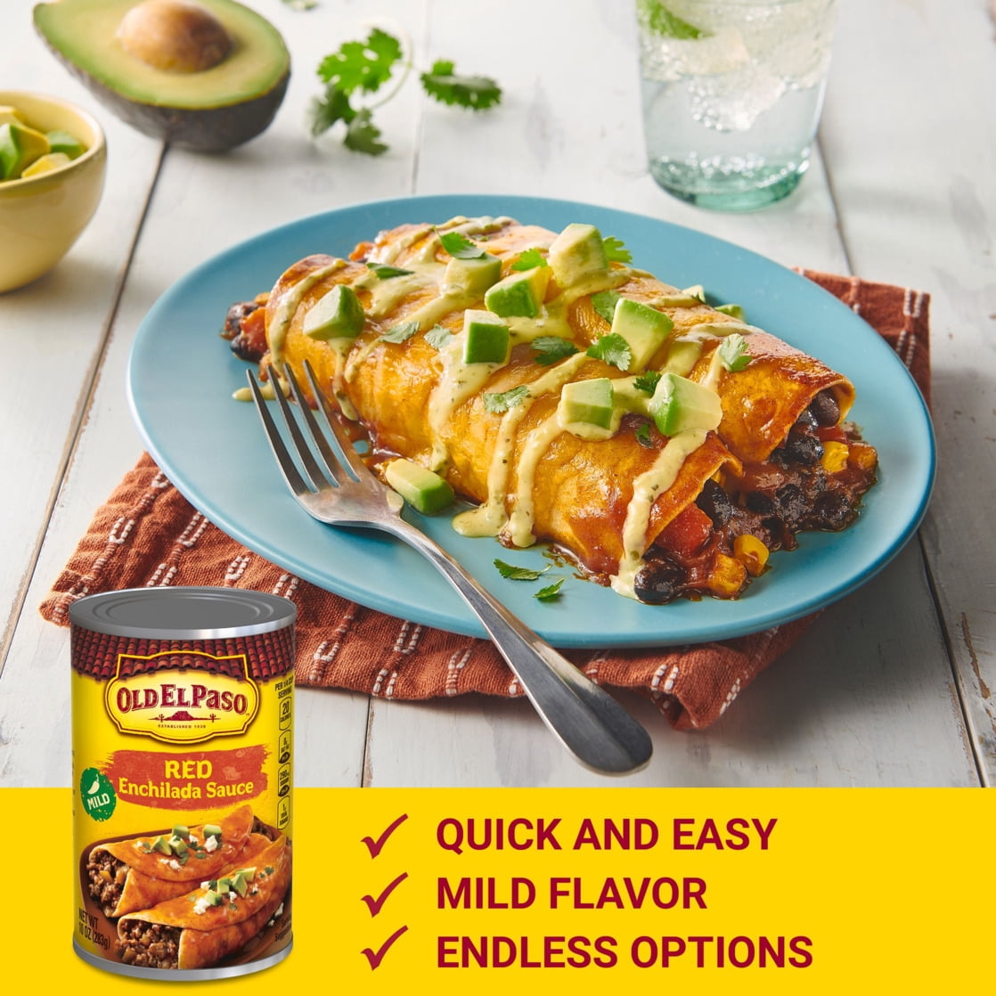 (12 pack) Old El Paso Mild Red Enchilada Sauce, Meal Prep, 10 oz