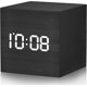 thumbnail image 1 of Digital Alarm Clock Wooden LED Light Multifunctional Modern Cube Displays Date Temperature for Home Office Travel (White), 1 of 5