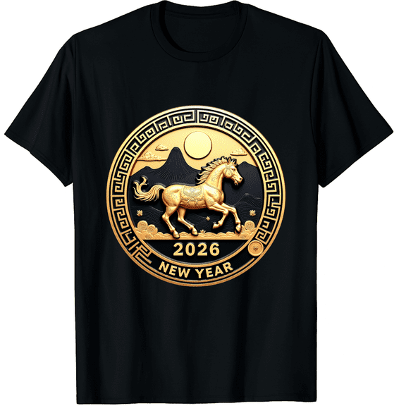 Year of The Horse 2026 Happy Chinese New Year 2026 Graphic T-Shirt for Men and Women