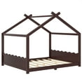 thumbnail image 5 of Yoneston Queen House Floor Bed with Roof, Solid Wood Platform Bed Frame with Opening Constructure for Kids, No Box Spring Needed, Espresso, 5 of 18