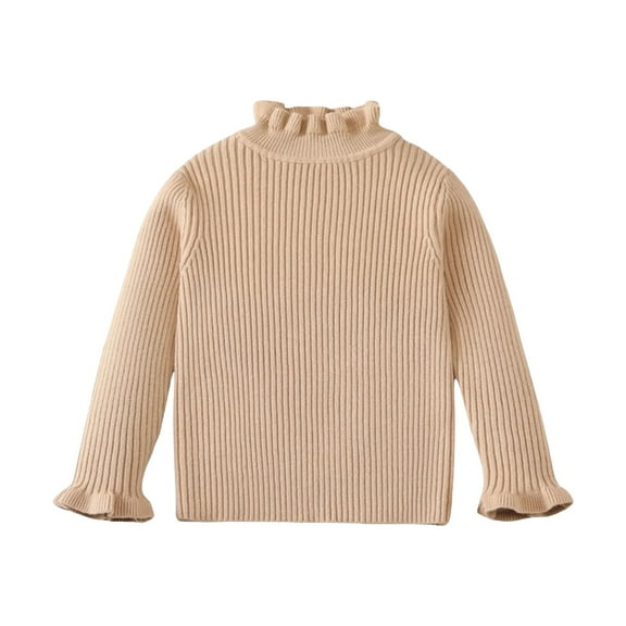 Breezora Girls Casual Knit Sweater Comfortable Everyday Top for Layered Look Lightweight Cozy Soft Easy Care Fabric 100 Size Beige