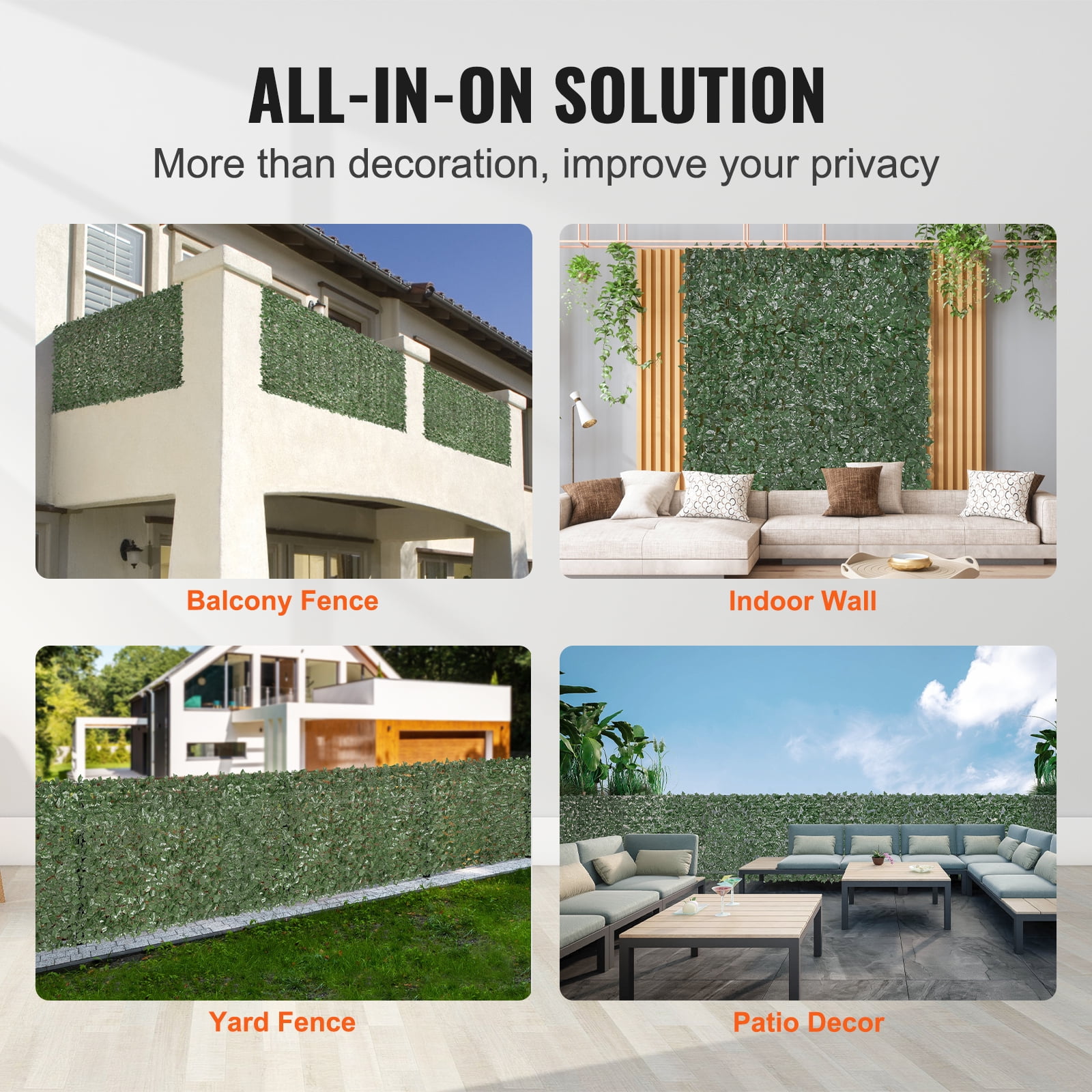 SKYSHALO 96"x72" Artificial Faux Ivy Leaf Fence Screen for Exterior Garden, Yard, Balcony, Patio