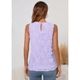 thumbnail image 7 of SHOWMALL Women's Tank Tops Casual Lace Trim Embroidered Hollow Out Full Liner V Neck Summer Sleeveless Shirts, Light Purple, Size Large, 7 of 7