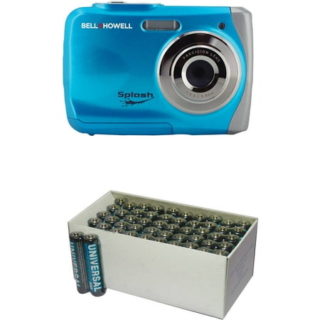 Bell+Howell Blue WP7 Waterproof Digital Camera with 12 Megapixels and UPG 50-Pack AAA Batteries