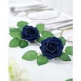 thumbnail image 4 of 50 rosas artificiales con tallos y flores de espuma de tacto real para hacer tú mismo, ramo de boda, centro de mesa, arreglo floral, fiesta, decoración del hogar (color azul), 4 of 4