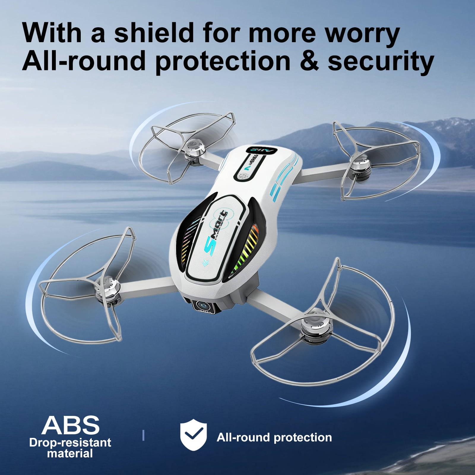 HNZENBW A118 8K RC Drone with Dual Camera for Kids & Adults,Optical Flow & Cool Lights,Brushless Motor & 2 Batteries
