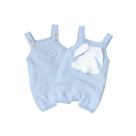 

Baby Girl Boy Easter Bunny Romper Newborn Sleeveless Knitted Bodysuit Jumpsuit My 1st Easter Outfit Cute Clothes