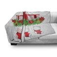 thumbnail image 3 of Christmas Soft Flannel Fleece Blanket, Stockings Hanging for Santa Mistletoe Illustration Merry Christmas for All, Cozy Plush for Indoor and Outdoor Use, 50" x 70", Red Emerald White, by Ambesonne, 3 of 6