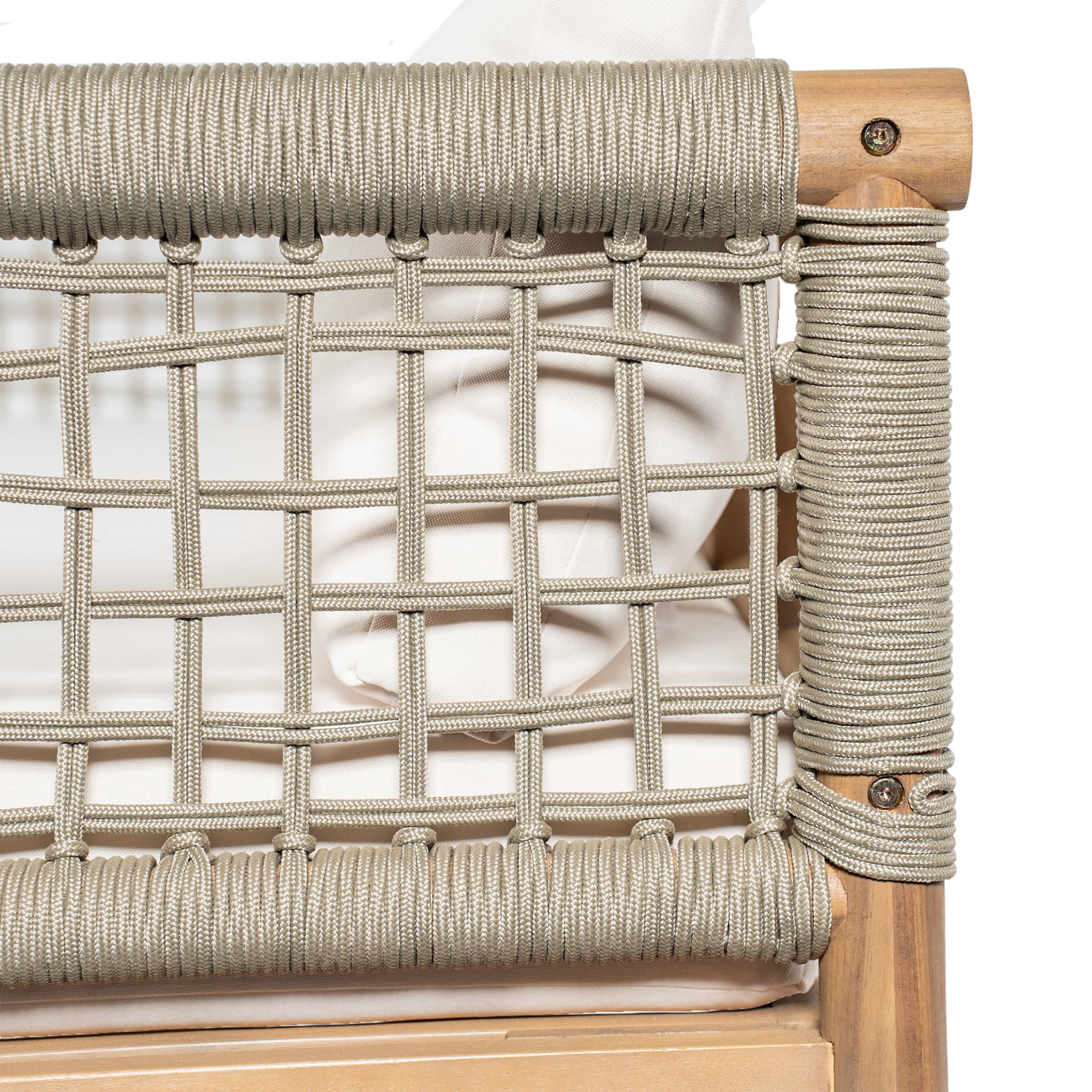 Christopher Knight Home Modern 3-Seater Outdoor Sofa, Patio Bench with Rope Woven Arms, Beige Cushions