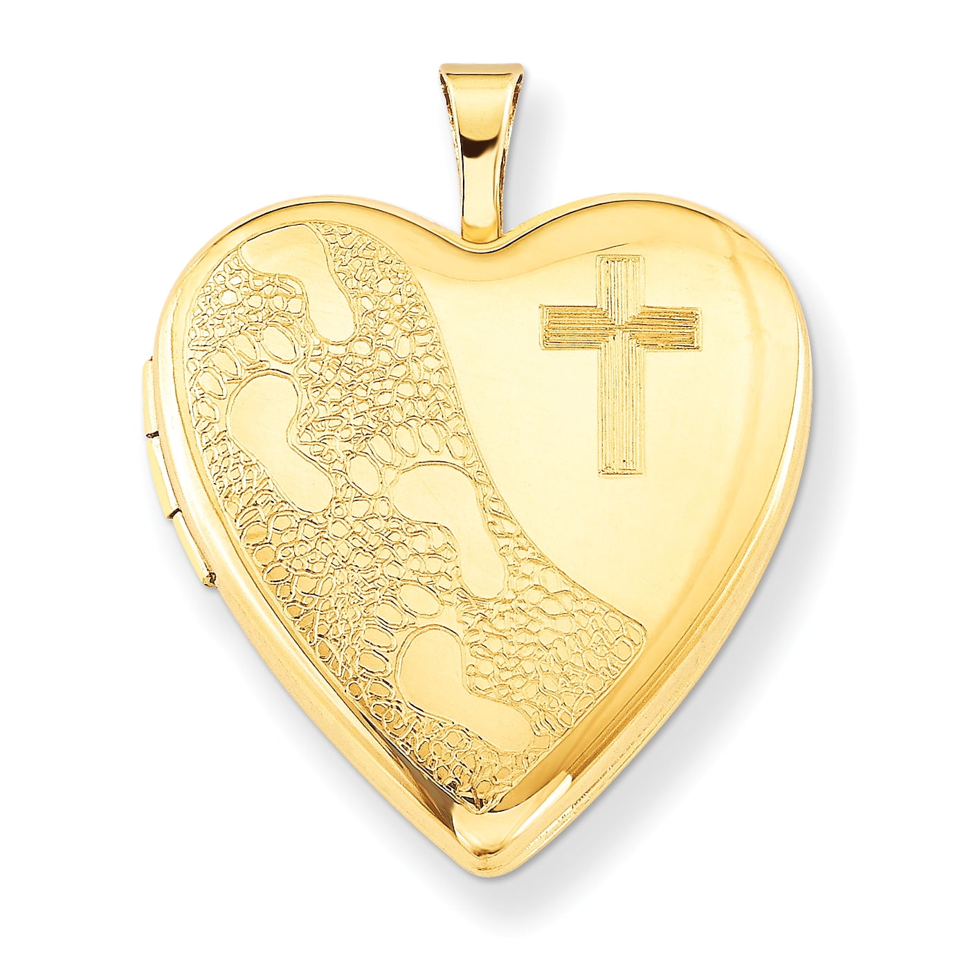 Ice Carats Designer Jewelry Gift Canada 1 20 Gold Filled 20mm Cross Footprint Heart Locket Necklace Pendant Charm White 18 In Length X 1.6 Mm Width