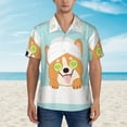 thumbnail image 4 of Balery Corgi With Towel Ans Slice Cucumber Print Men's Hawaiian Shirts Short Sleeve Beach Shirt Relaxed Fit Vacation Button Down Shirts-X-Large, 4 of 9